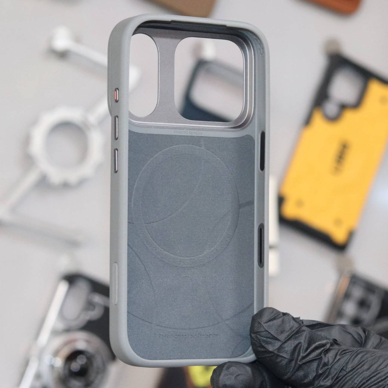 Kajsa Briquette Collection - Rhombus Back Case Grey (S.No. BCRBCG-17Pro) - Image 4