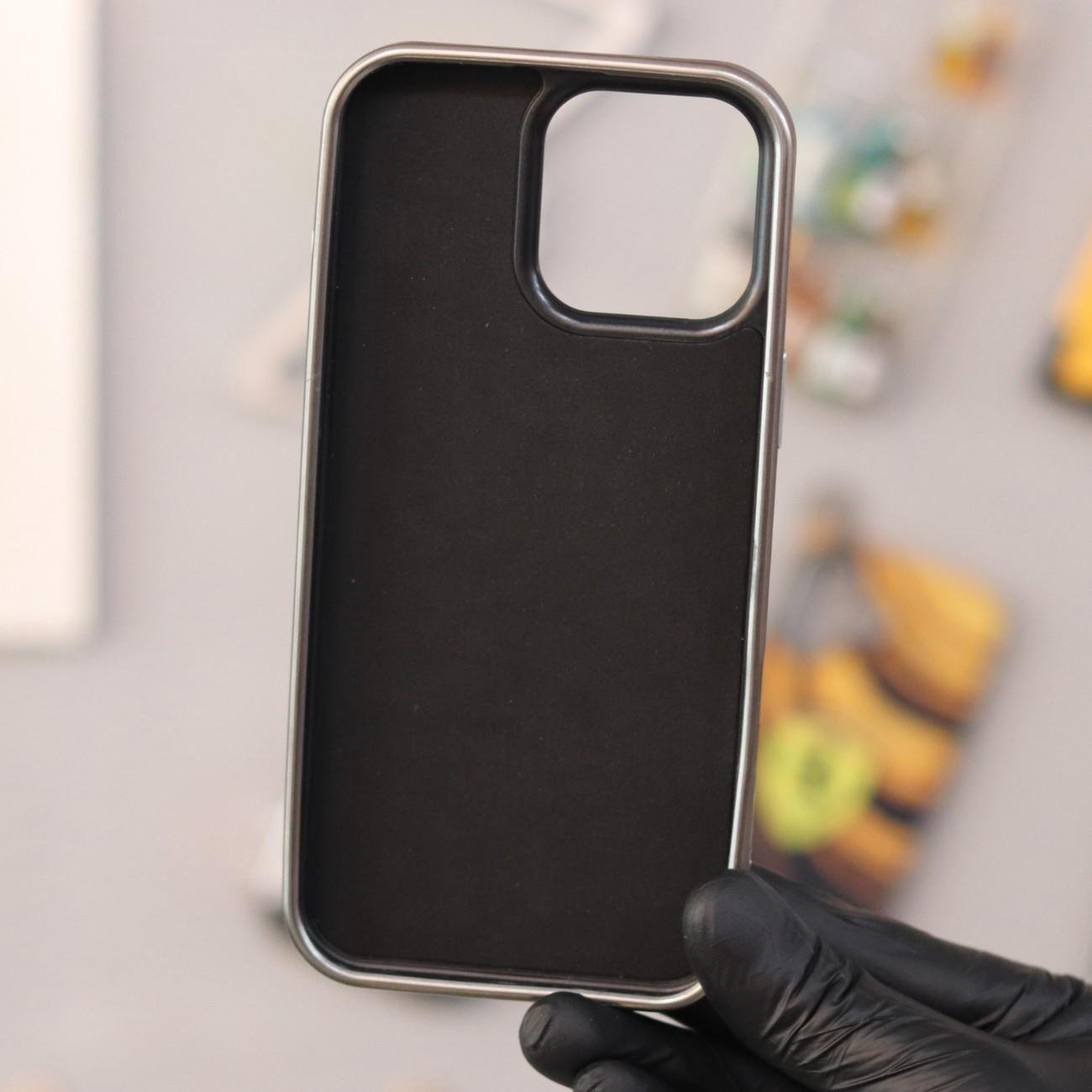 Plastic Leather Textured Case-Grey-iPhone 16 Pro Max - Image 2