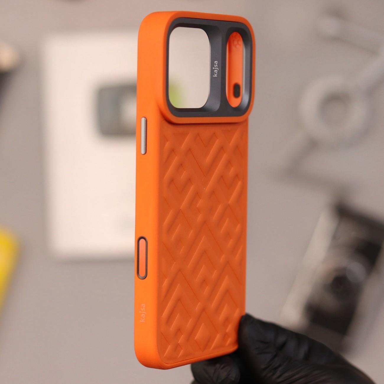 Kajsa Briquette Collection - Rhombus Back Case Orange-Grey (S.No. BCRBCOG-17Pro) - Image 3