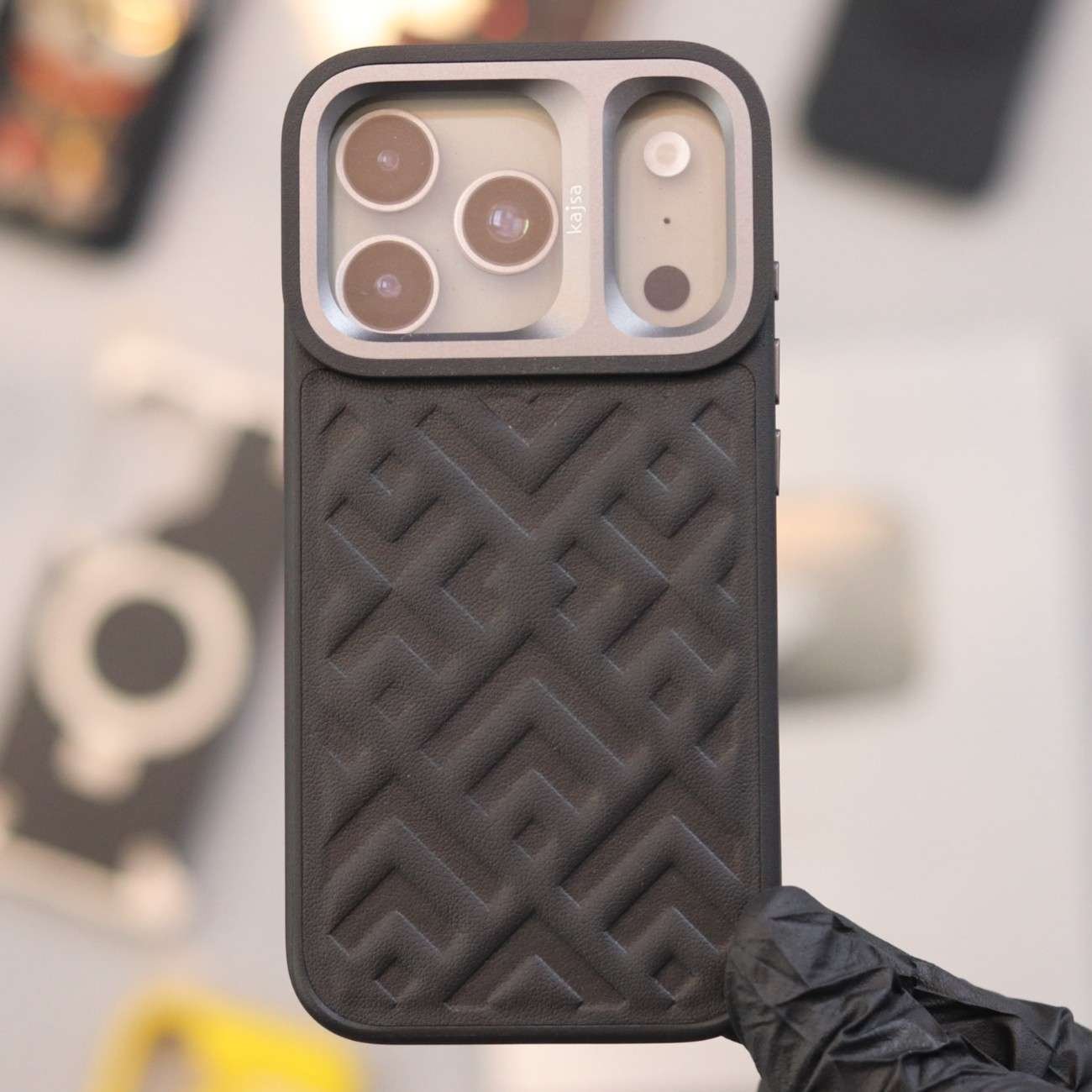 Kajsa Briquette Collection - Rhombus Back Case Black (S.No. KBCRBCB-17ProMax)