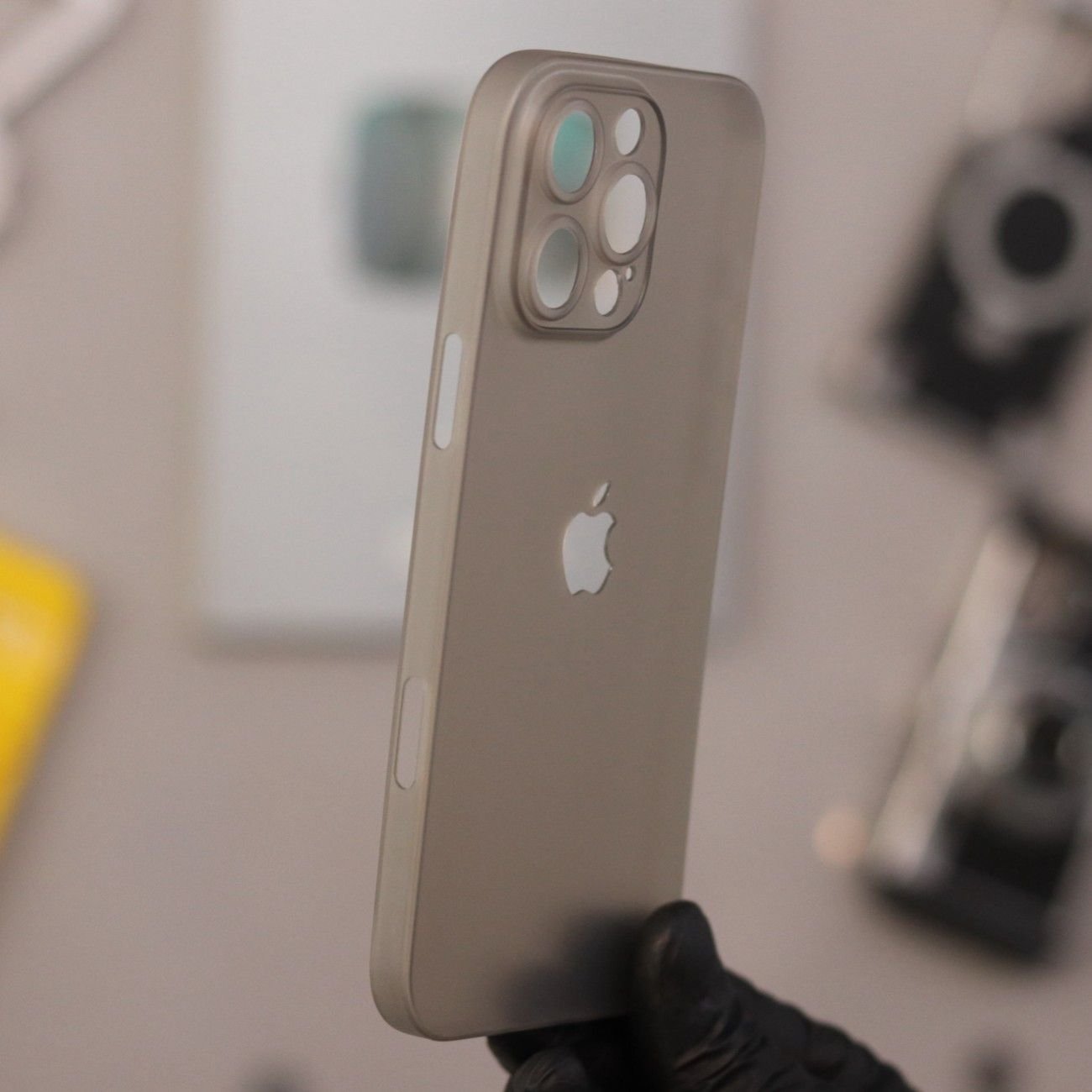 Paper Fit Logo Cut Matt Plastic Case-Grey-iPhone 16 Pro Max - Image 2