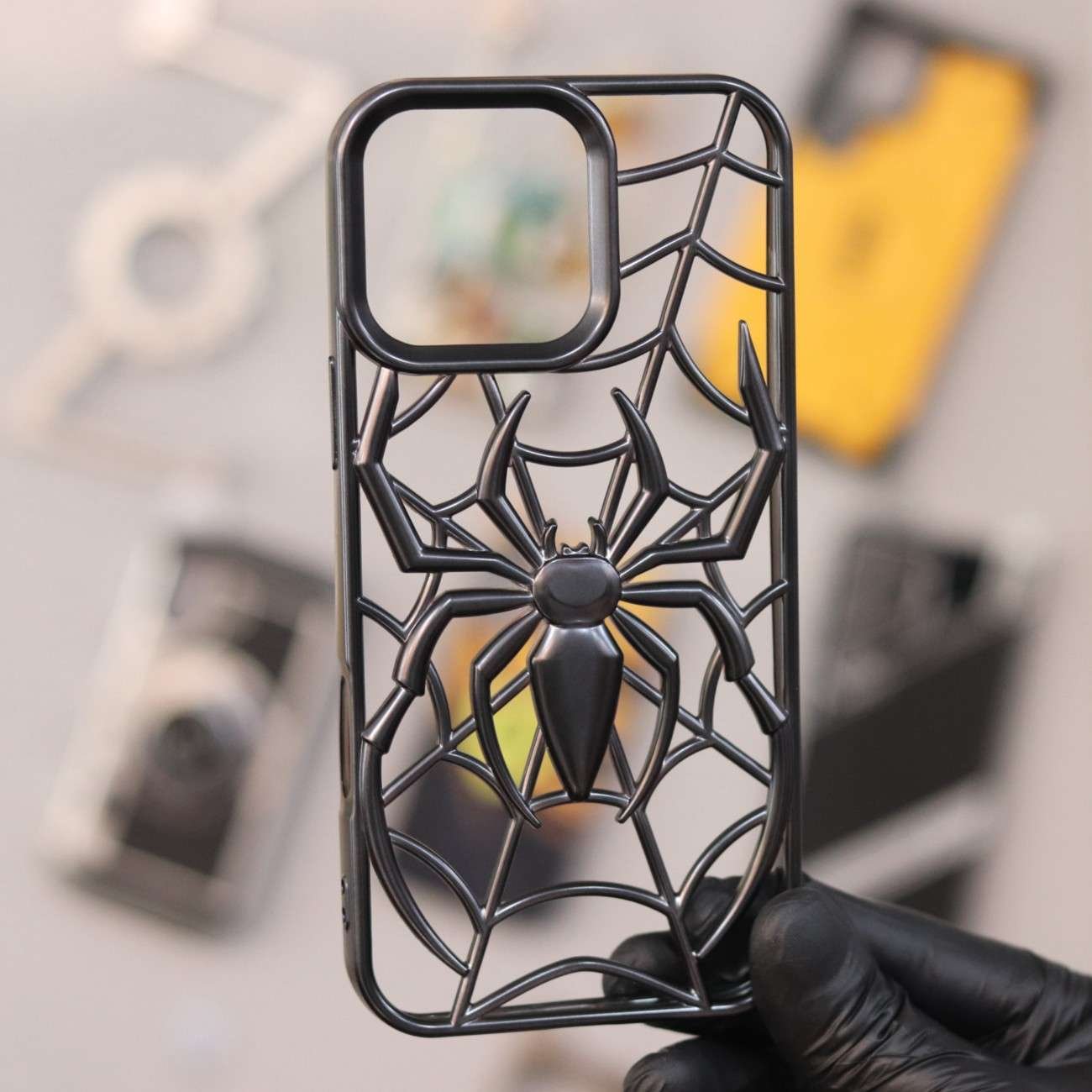 Soft Plastic Spider Shape Bumper Case-Grey-iPhone 16 Pro Max